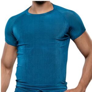 Andrew Christian Sensual Rib Ragland Tee XL Extra Large Teal